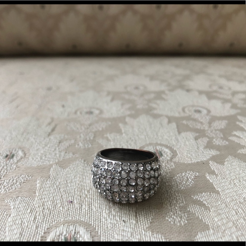 Statement Ring with Faux Diamonds